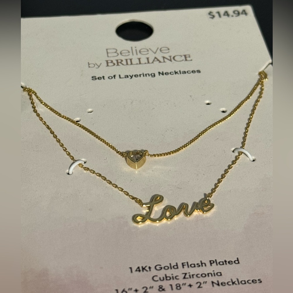 Pair of gold plated cubic zirconia necklaces